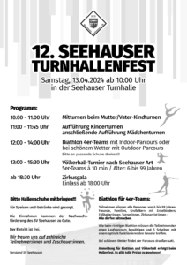 Einladung zum 12. Seehauser Turnhallenfest